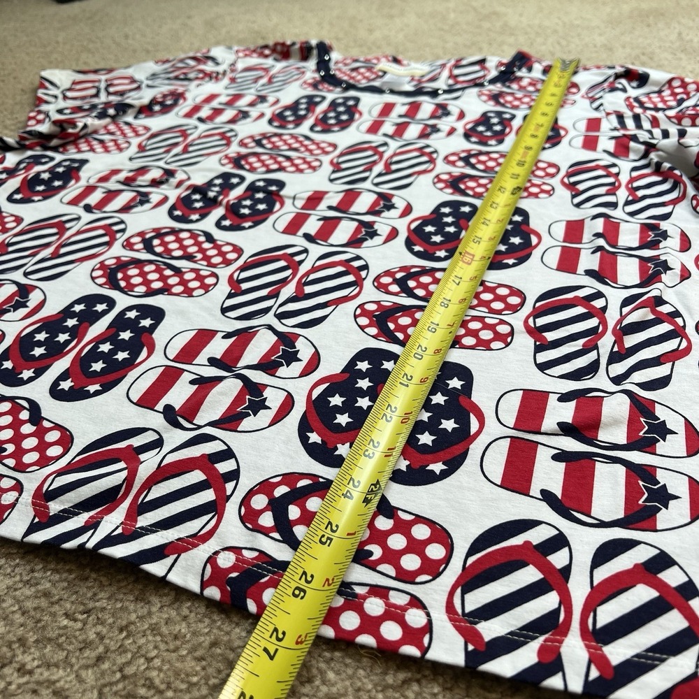 ALFRED DUNNER Patriotic Red White Blue Top Tee Shirt Flip Flops 4th Of July XXL - Picture 6 of 7